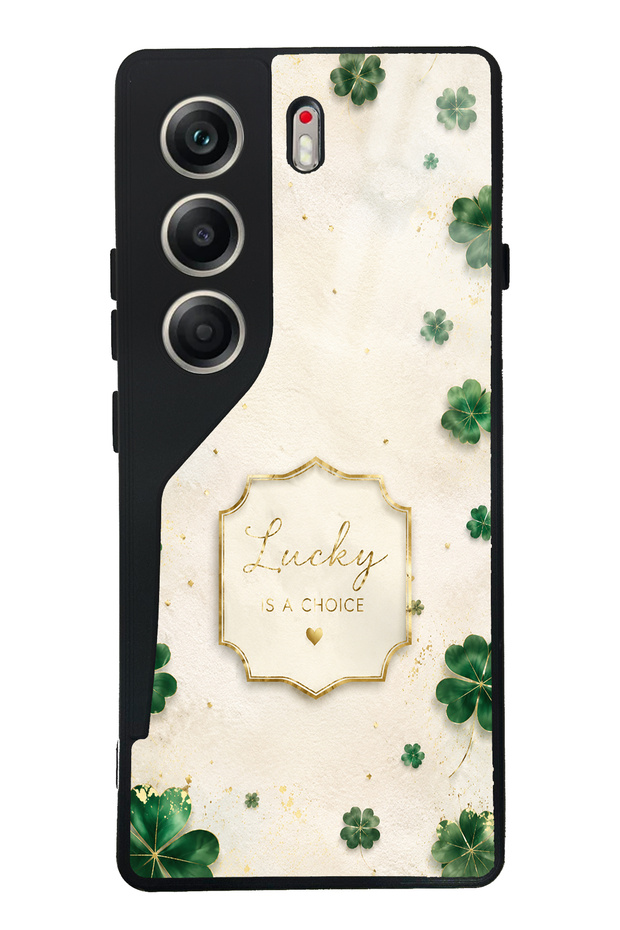 Tecno Camon 40 Ivory Lucky Clover Design Glossy Phone Case