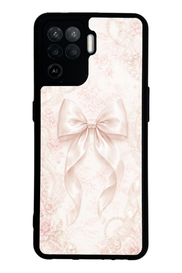 Oppo Reno 5 Lite Glossy Phone Case with Blush Pearl Bow Design