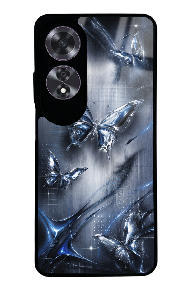 Oppo A60 Midnight Chrome Butterfly Design Glossy Phone Case