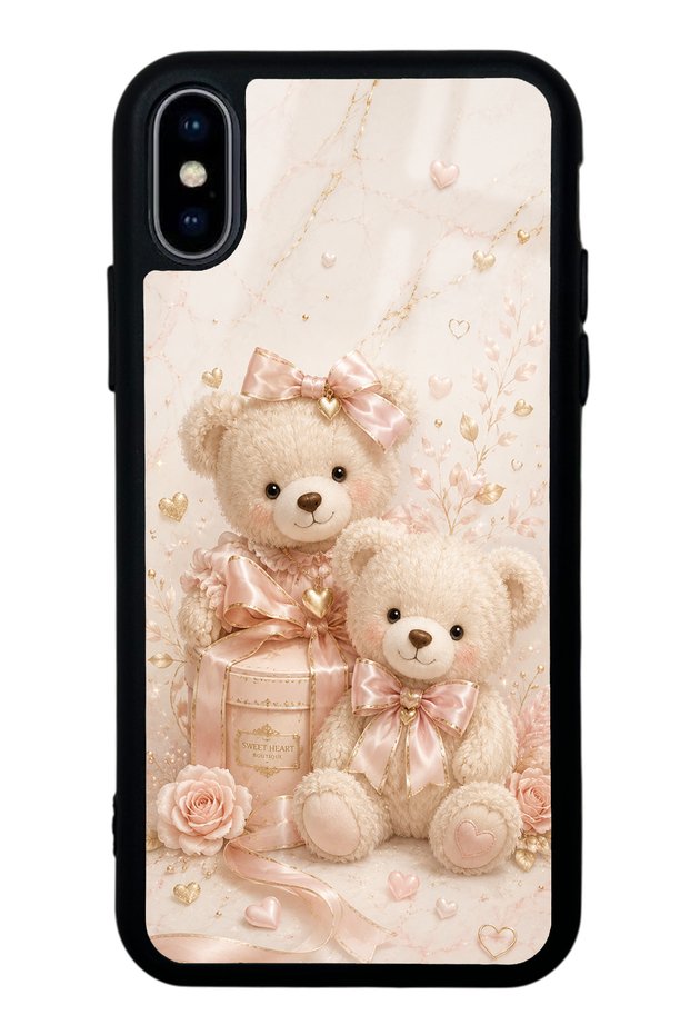 iPhone XS Max Glossy Phone Case with Sweetheart Teddy Design