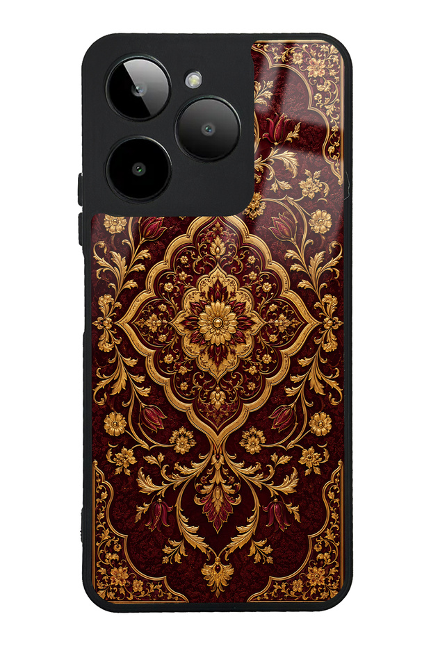 Gm Era 30 Burgundy Glossy Phone Case with Ottoman Gold Design