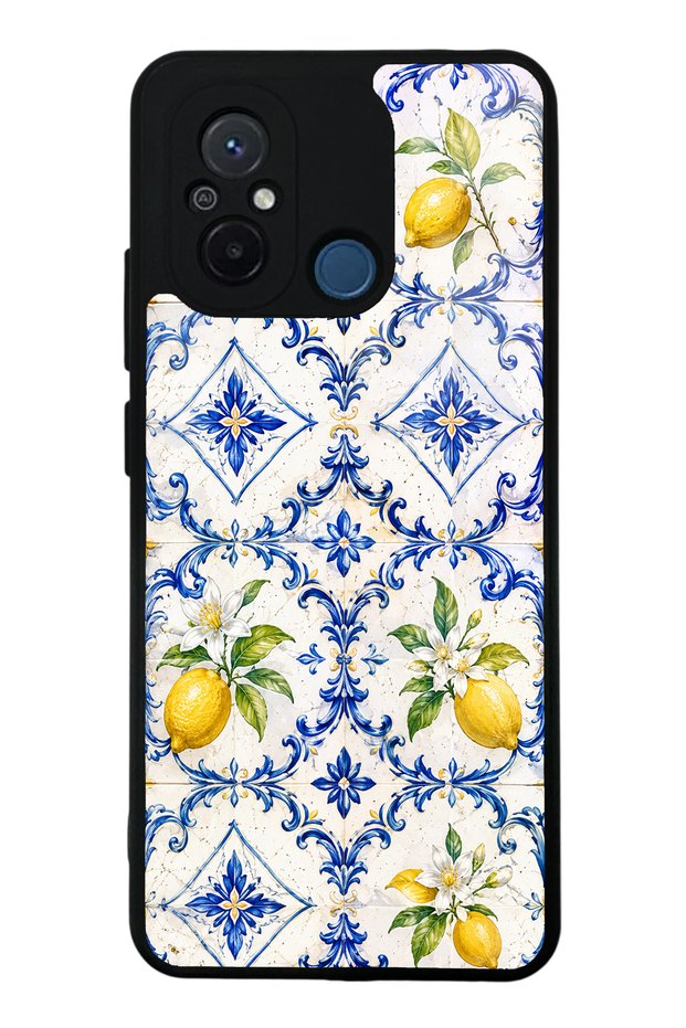 Xiaomi Redmi 12C Glossy Phone Case with Sapphire Lemon Tiles Design