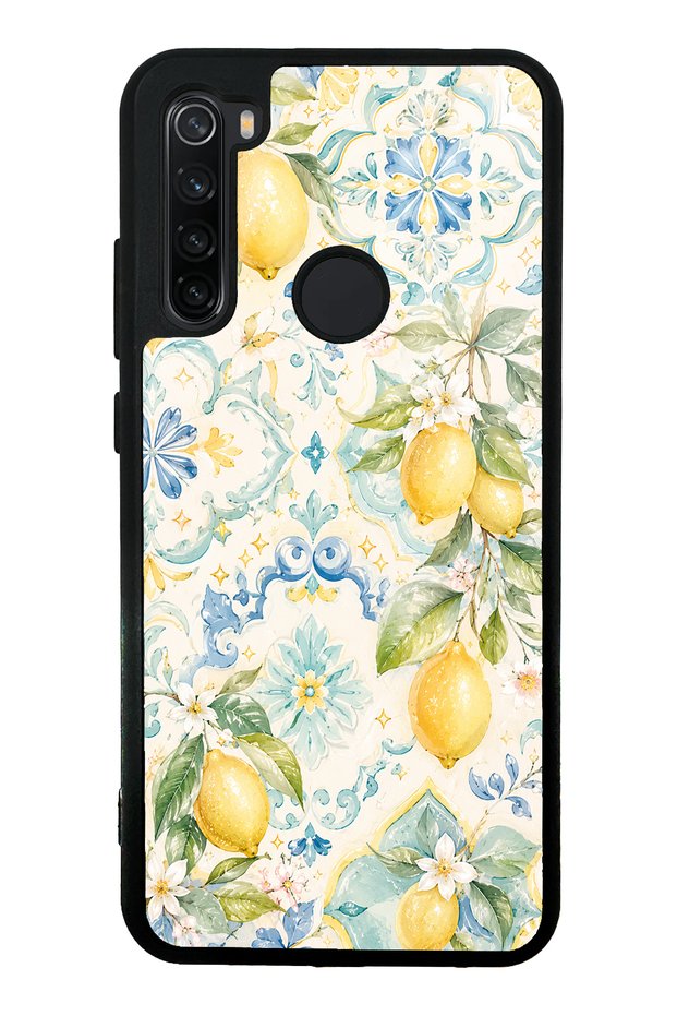 Xiaomi Redmi Note 8 Glossy Phone Case with Azure Lemon Garden Design