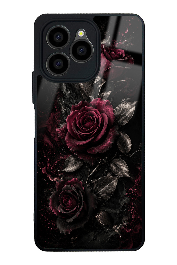 Omix X6 Obsidian Burgundy Roses Design Glossy Phone Case