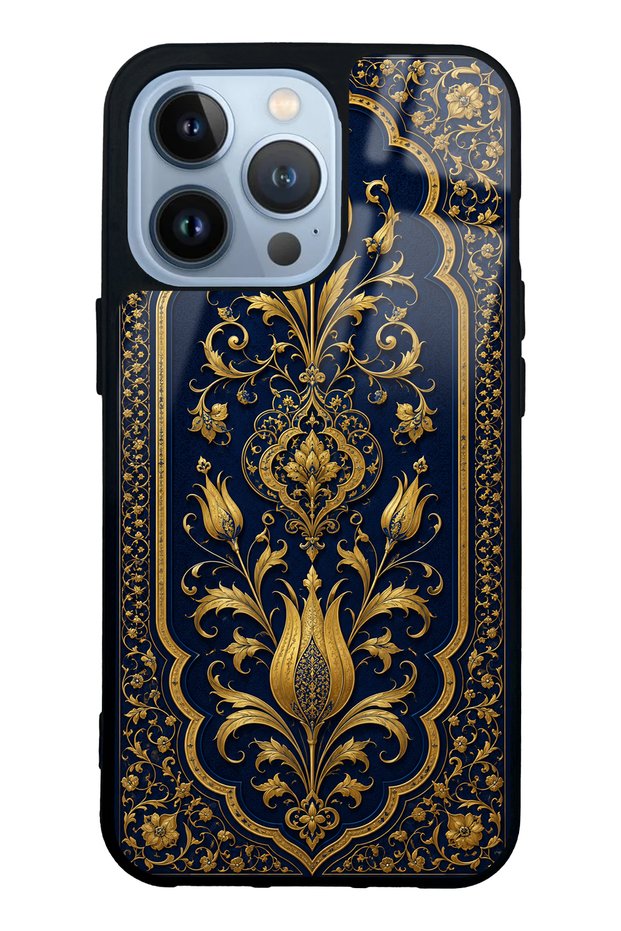 iPhone 13 Pro Sapphire Ottoman Gold Design Glossy Phone Case