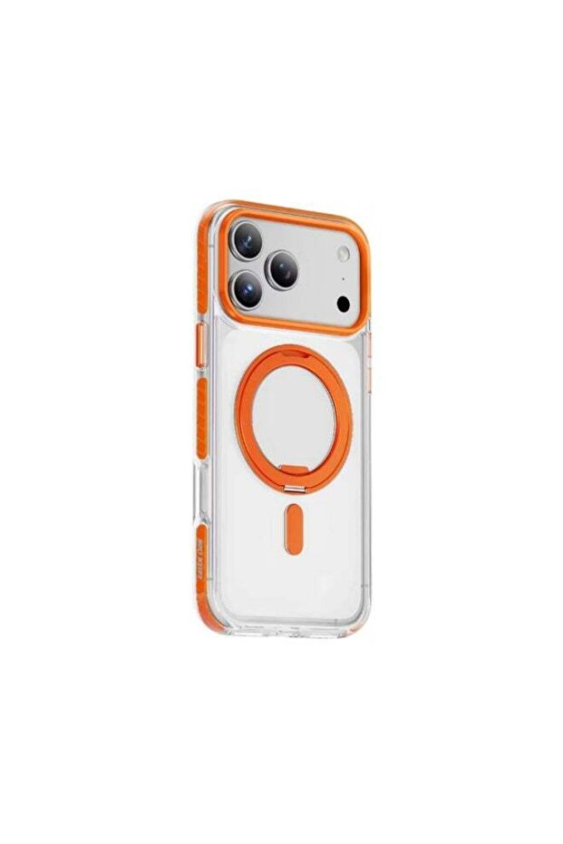 Southend Magsafe Case for iPhone 17 Pro Max, Camera Protection, Hybrid Materials, Built-in Kickstand Ring with 360° Rotation, Military-Grade Protection - Orange