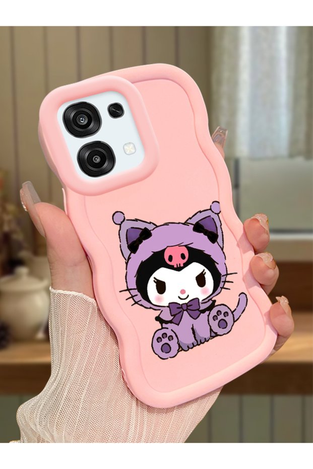 Oppo F31 5g Compatible Case with Camera Protection Pink Silicone Couple Phone Case Kuromi Pattern