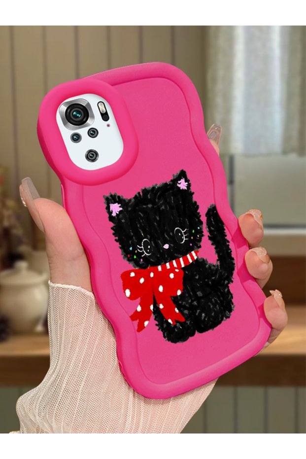 Redmi Note 10 4g Compatible Case Camera Protector Red Silicone Couple Phone Case Cat Pattern