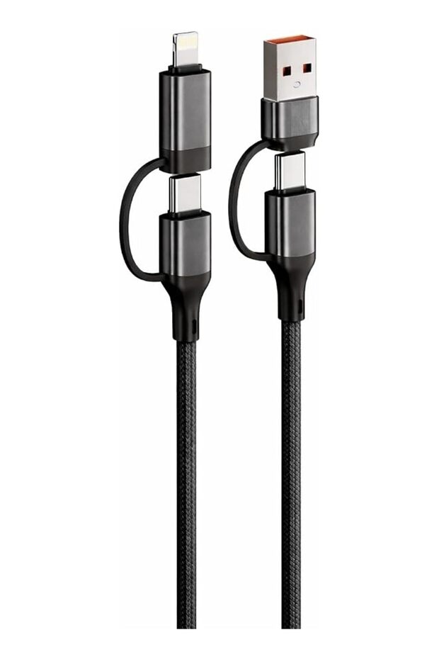 4-in-1 120W Fast Charging Cable – USB-A & USB-C to Lightning, Type-C & Micro USB |