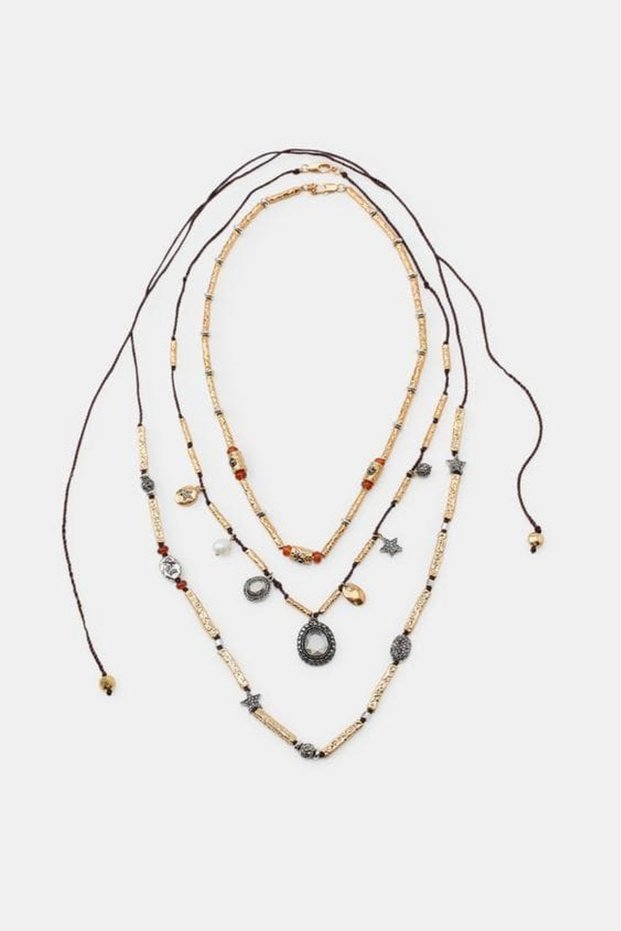 Zr Model Forged Cylinder Vintage 3-Piece Necklace Set