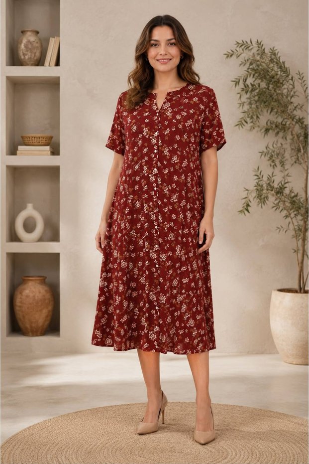 Women's Summer Shirt Dress with Buttons from Collar to Skirt and Pockets Li̇kapa