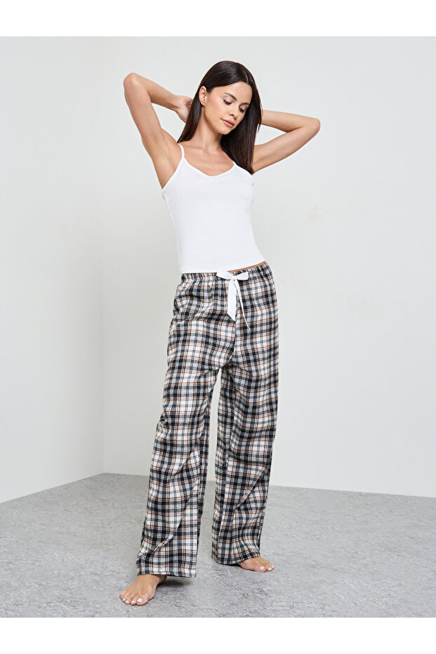 Black Plaid Straight Pyjama