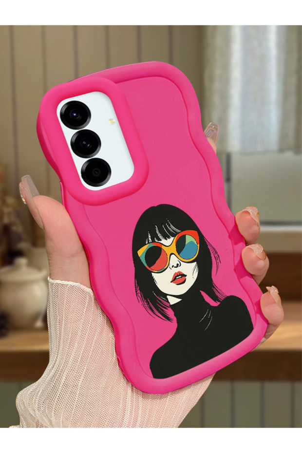 Samsung Galaxy A56 Compatible Case Camera Protector Red Silicone Couple Phone Case Girl Pattern
