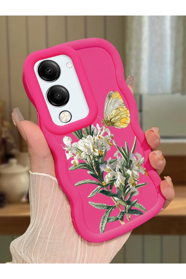 Vivo Y19S Compatible Case Camera Protector Red Silicone Couple Phone Case Butterfly Pattern