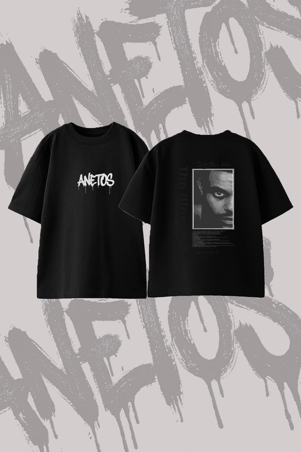 The Weeknd_101 Design Back Printed Cotton Black Oversize T-Shirt
