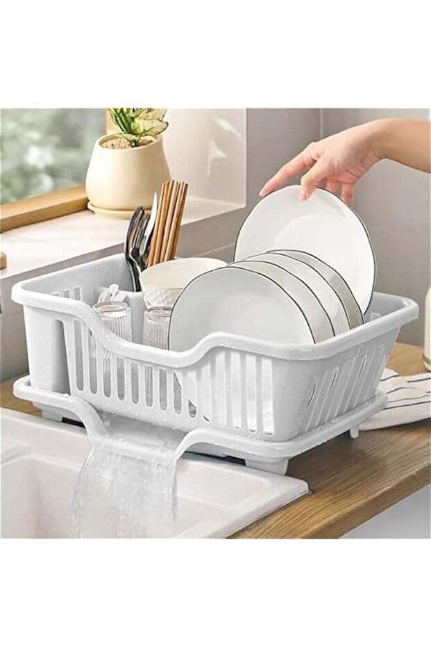 Dish Drying Rack with Drainboard - Expandable, Space Saving - Polypropylene - Dish Rack for Kitchen Counter - Dish Drainers with Spout - Kitchen Sink Organizer