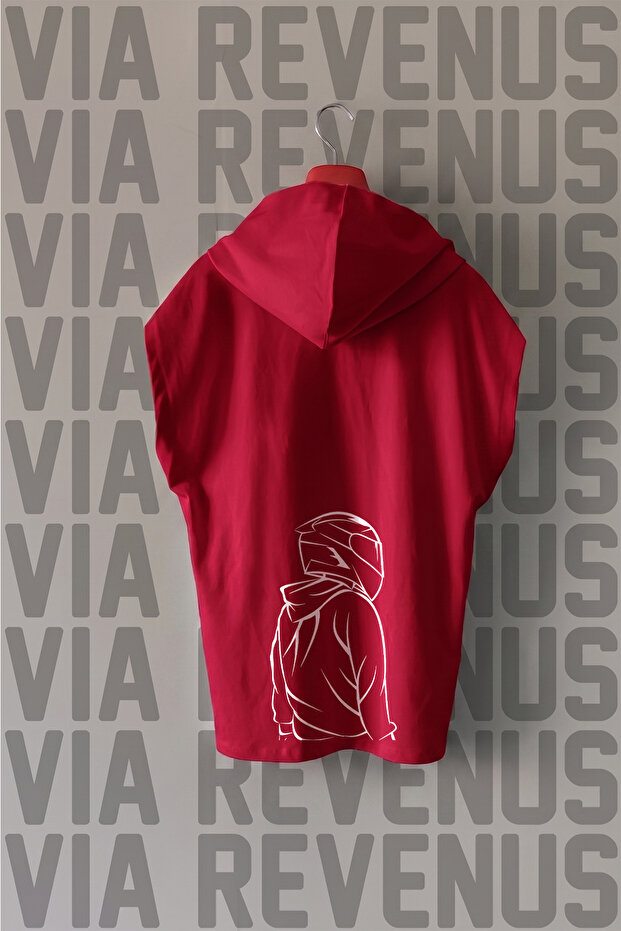 Biker Front and Back Printed Zero Sleeve Hooded 100% Cotton Sports Tshirt