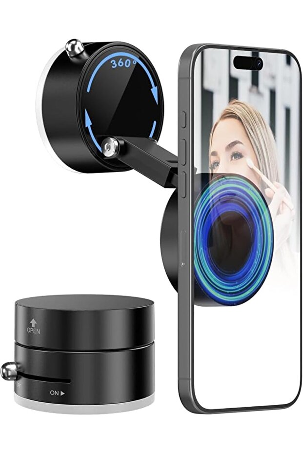 Magnetic Car Phone Holder 360° Rotatable Strong Suction Cup Hands-Free Mobile Stand Universal
