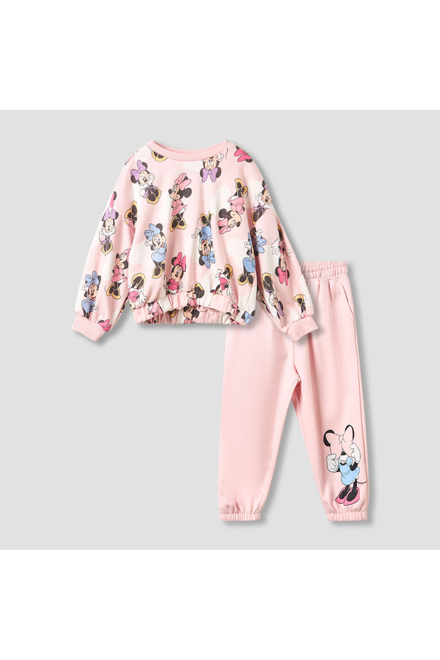 Juniors Girls Sweatshirt and Joggers Set with Minnie Mouse Print - Cotton - Long Sleeves - Crew Neck
