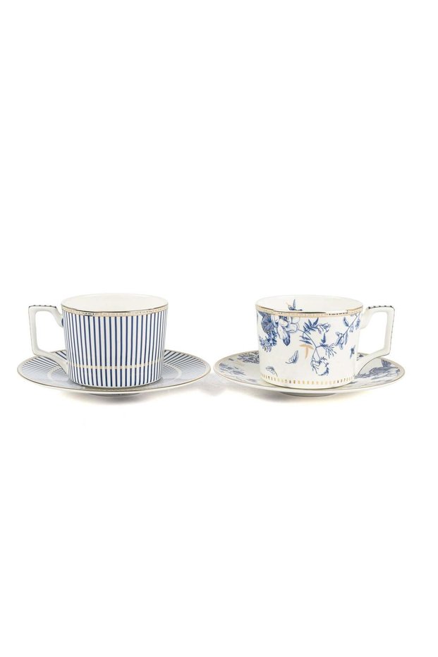 Fili E Fiori Blue White 2-Piece Coffee Cup Set 90Cc