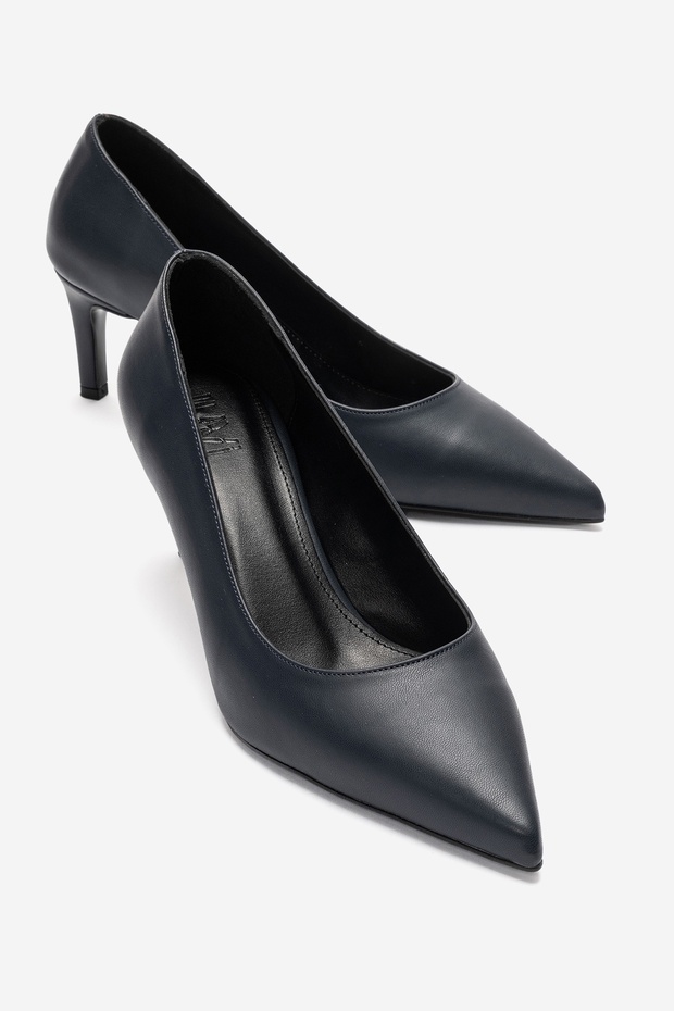 Velmira Navy Blue Matte Women's Heeled Shoes