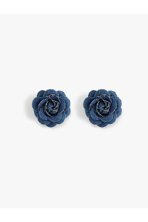 Women's Rose Earrings Denim Fabric