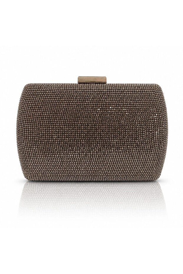 Women's Platinum (Smoked) Crystal Full Stone Half Moon Evening Dress Bag Boxed Night Portfolio