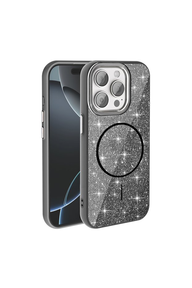 iPhone 15 Pro Case Non-Spill Glitter Silicone Magsafe Camera Raised Brsa