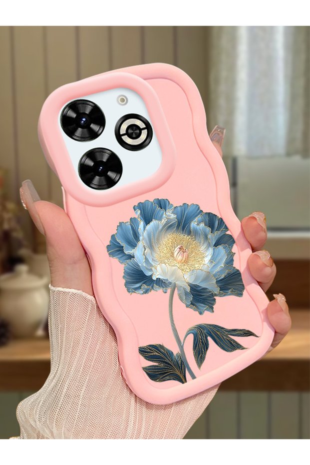Infinix Smart 8 Plus Compatible Case Camera Protector Pink Silicone Couple Phone Case Floral Pattern