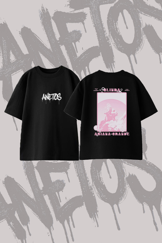 Ariana Grande_140 Design Back Printed Cotton Black Oversize T-Shirt