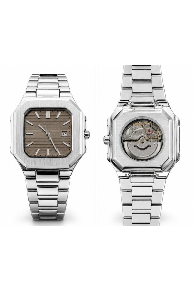 Original Premium Calendar Men's Wristwatch Silver Color Steel Band Japanese Movement