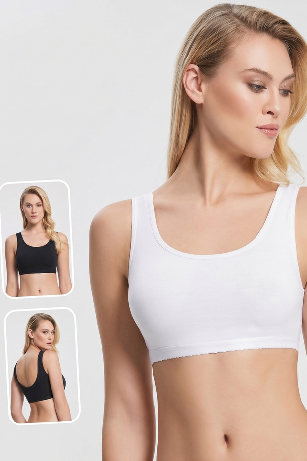 Women's Thick Strap Basic White Black Blouse Undershirt 4 Pieces