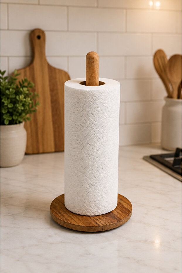 Wooden Paper Towel Holder Stand – Modern Kitchen Paper Towel Holder
