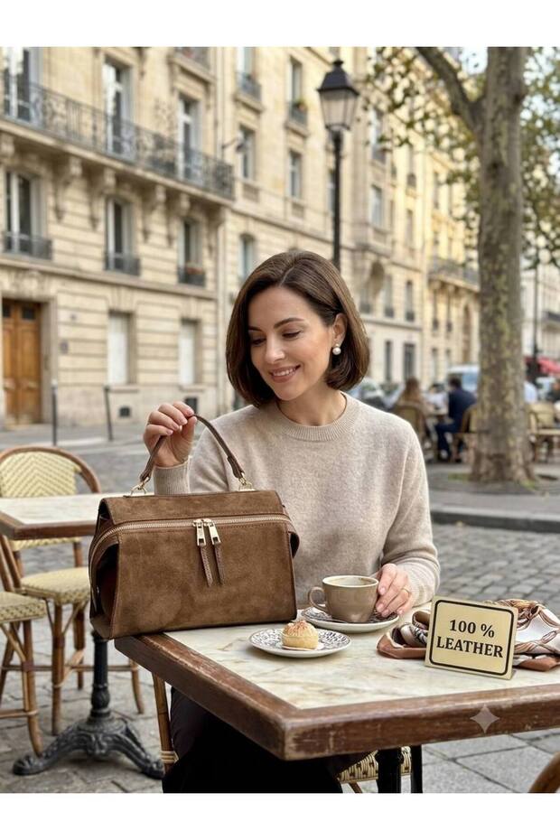 Genuine Suede Leather Women's Hand Shoulder Bag