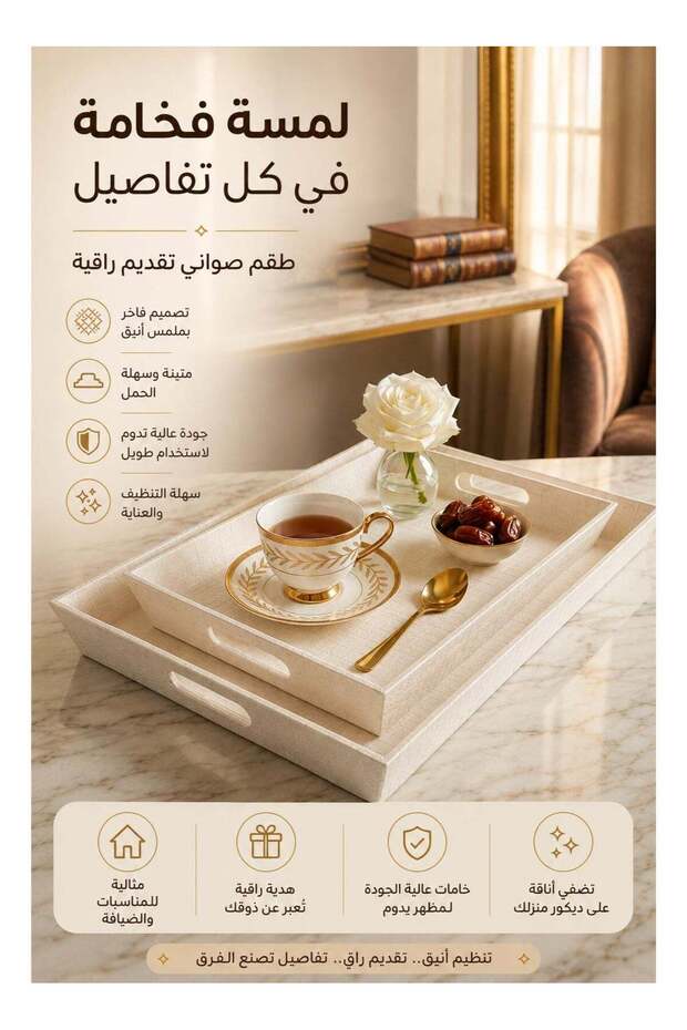 طقم صواني تقديم، صواني تقديم مزخرفة بمقابض، صينية لتقديم القهوة والشاي، صينية عثمانية للديكور المنزلي والمطبخ وتناول الطعام والهدايا