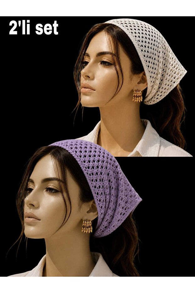Mesh Cotton Blend Stretchy Summer Perforated Knitwear Hair Bandana Beach Compatible