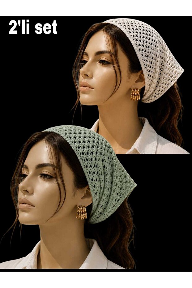 Mesh Cotton Blend Stretchy Summer Perforated Knitwear Hair Bandana Beach Compatible