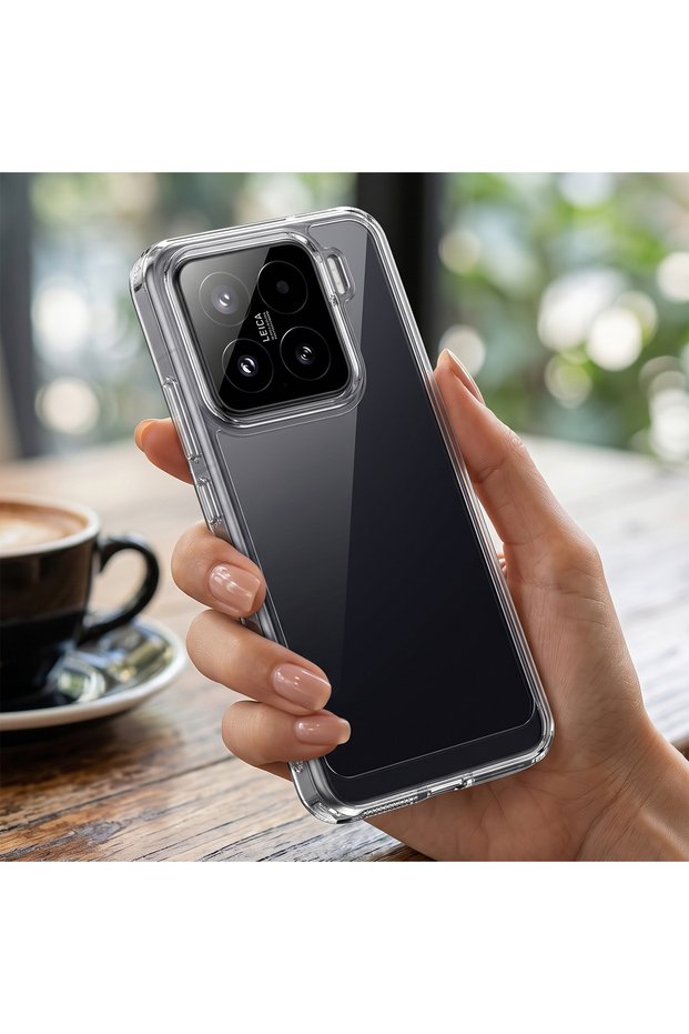 غطاء خلفي شفاف لحماية الكاميرا من الصدمات لهاتف Xiaomi 15، شفاف بالكامل