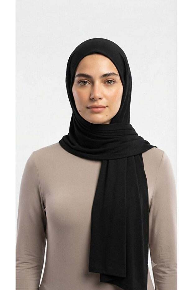 Premium Combed Viscose Shawl Tok Duruşlu Non-Slip Black