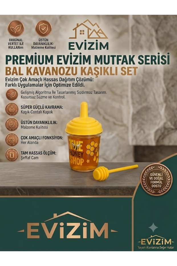 Honey Jar with Lid and Spoon Glass Honey Storage and Serving Container