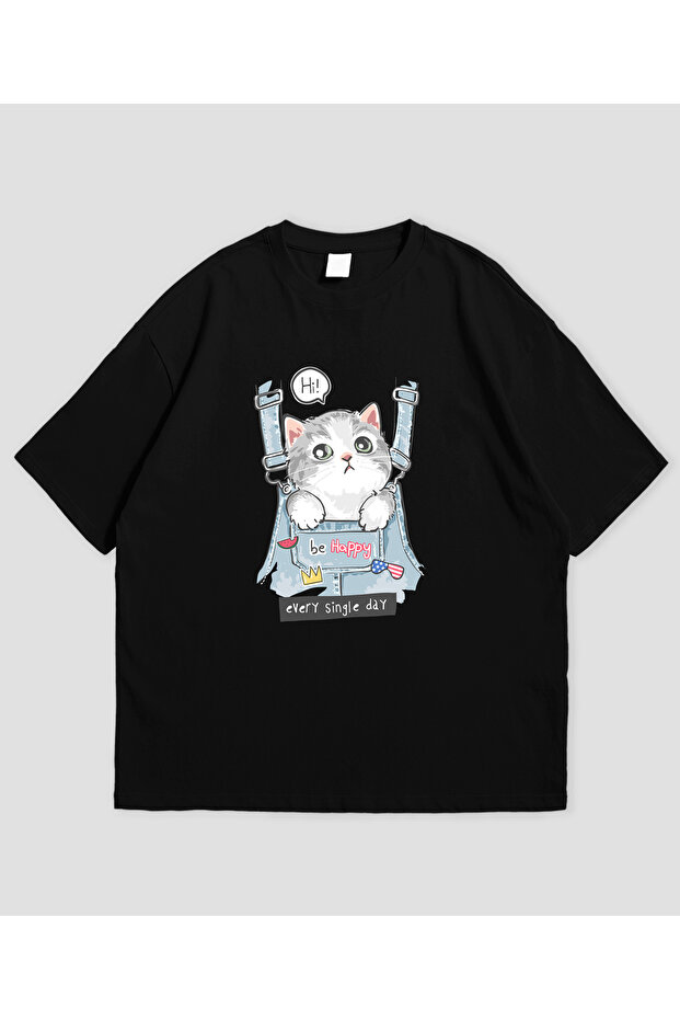 Be Happy Printed Unisex Oversize T-Shirt