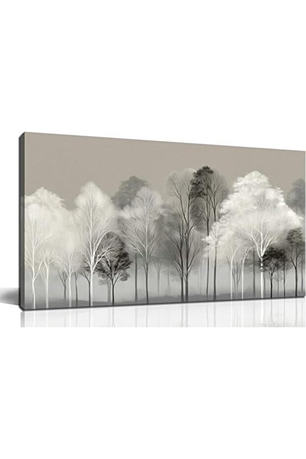 Large Wrap Framed Wall Art Black White Tree Canvas Painting (50x100 cm)