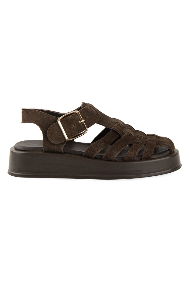 Suede Braided Women's Sandals Dg6095 Brown