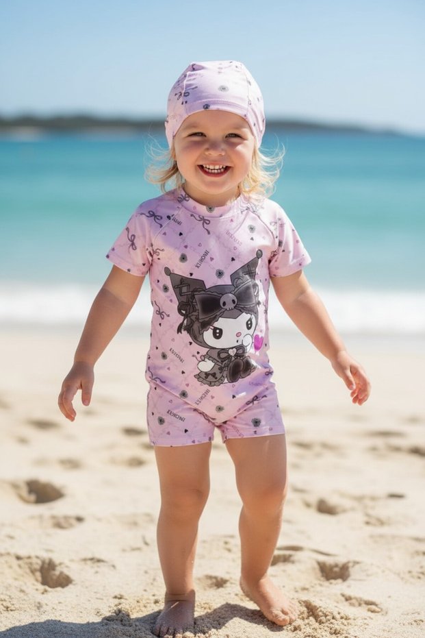 Girl's Character-Printed Boned Colorful Swimsuit
