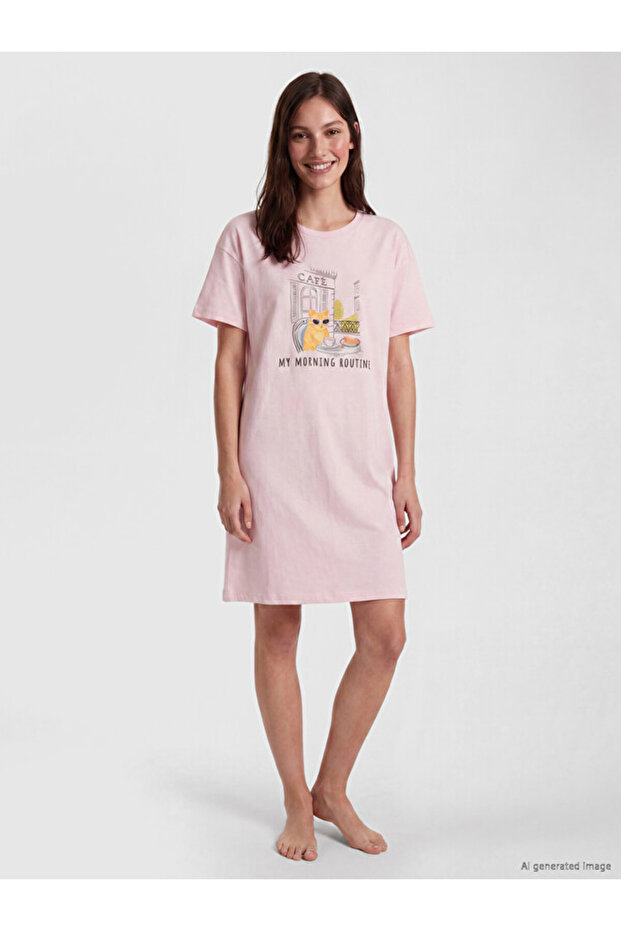 Esvab • Modern & Distinctive Zero Roba Collar Printed Women's Nightgown