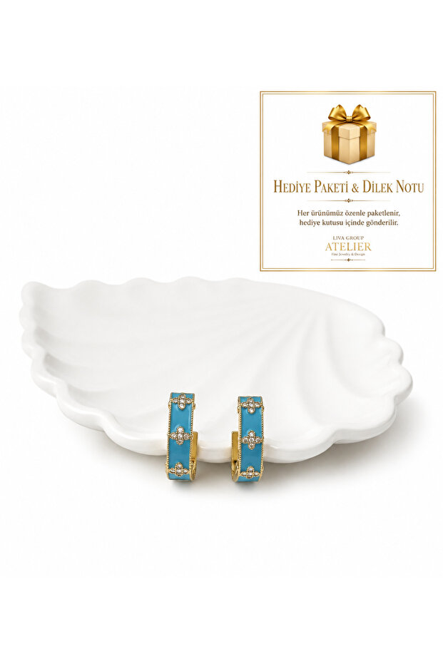 Zircon Stone Square Colorful Earrings Blue