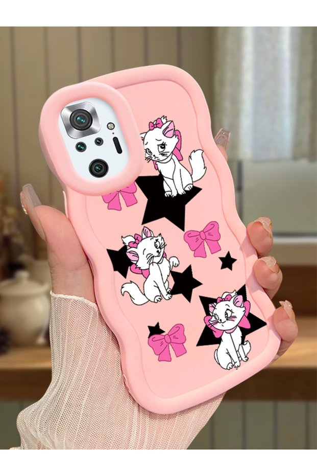 Redmi Note 10 Pro Compatible Case Camera Protector Pink Silicone Couple Phone Case Character Pattern