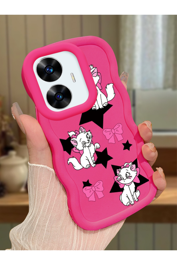 Realme C55 Compatible Case Camera Protector Red Silicone Couple Phone Case Character Pattern