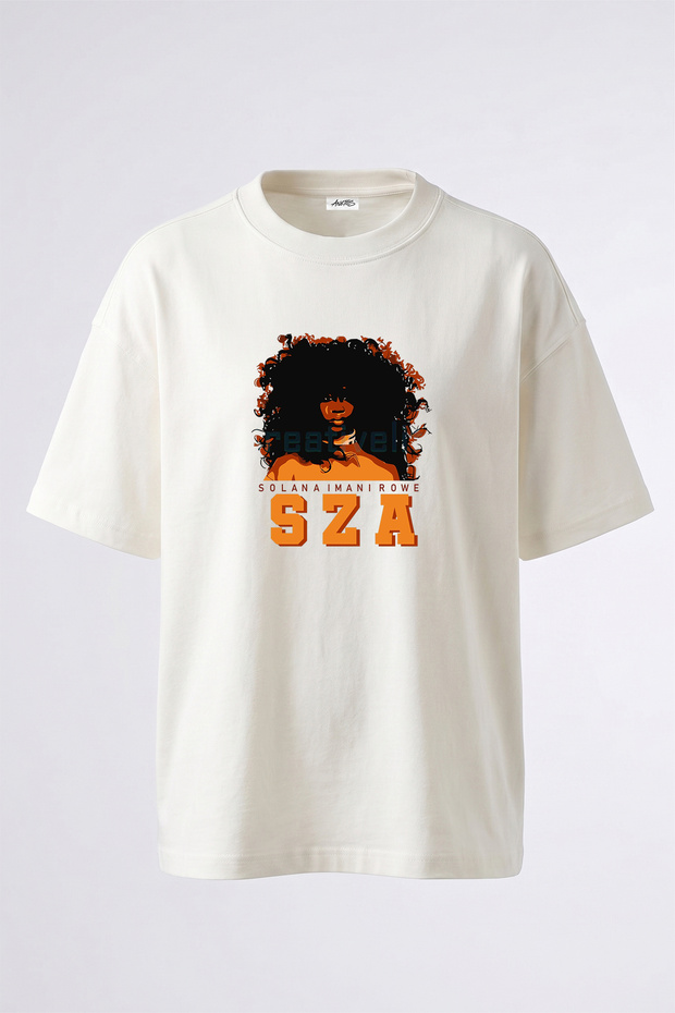 Sza_2 Design Printed Oversize White T-Shirt