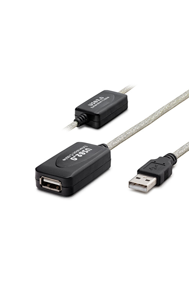 كابل تمديد USB باللون الفضي والأسود بطول 20 متر لأجهزة المكاتب المنزلية والمكتبية
